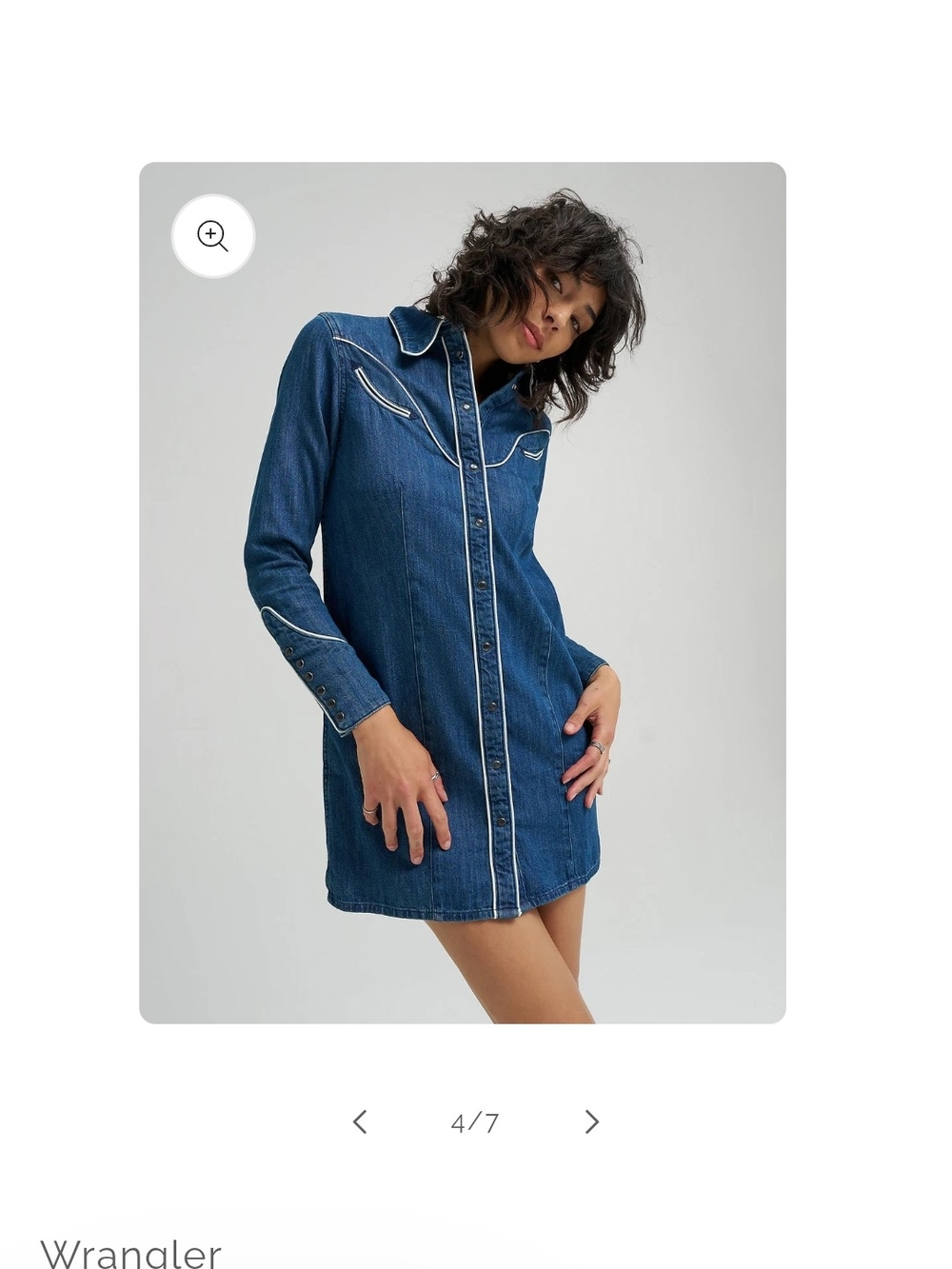Wrangler Indigo Denim Western Shirt Dress with White Topstitch